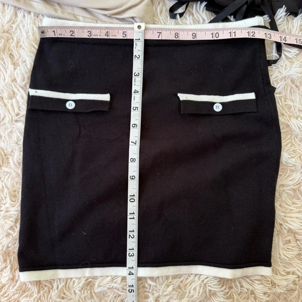 Forever 21 3-Piece Corset Mini Skirt Set Black Champagne Size M NWT
